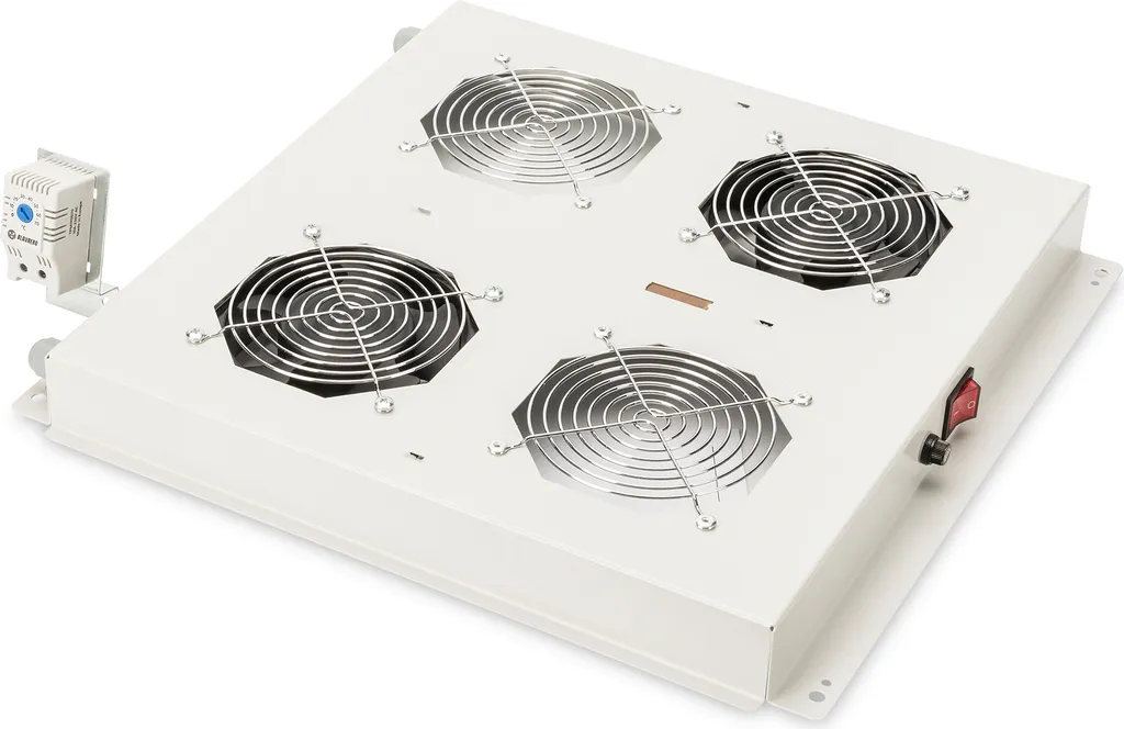 Digitus DN-19 FAN-2-N - Inserto ventilatore a rack con termostato (2 ventilatori) - Grigio chiaro, RAL 7035 - 48,3 cm (19") (DN-19 FAN-2-