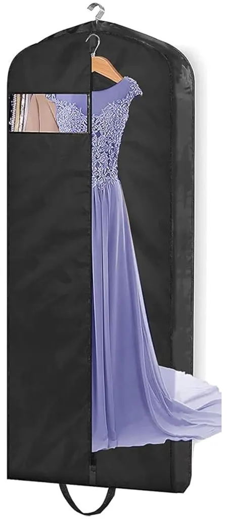 Housse de voyage de 165 cm noire pour costume et manteau long