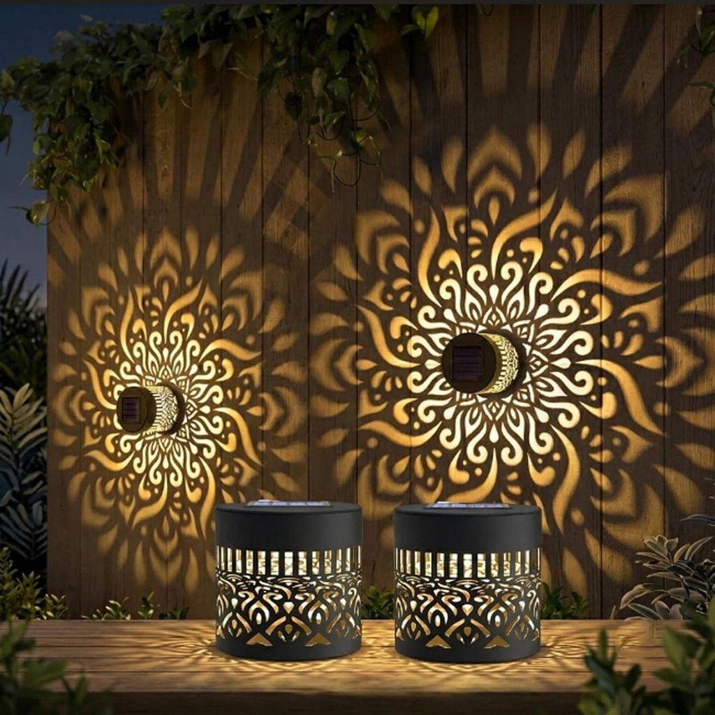 Zonne-wandlamp Mandala – Warm wit licht – Metalen tuinlamp, Productafbeelding 