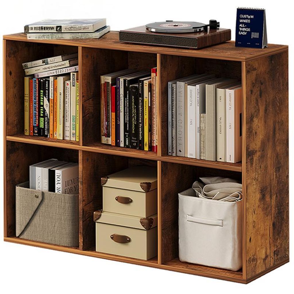 Offenes Regal, Kommode, Würfelregal 3x2, geräumiges Loft für Bücher, im rustikalen Stil