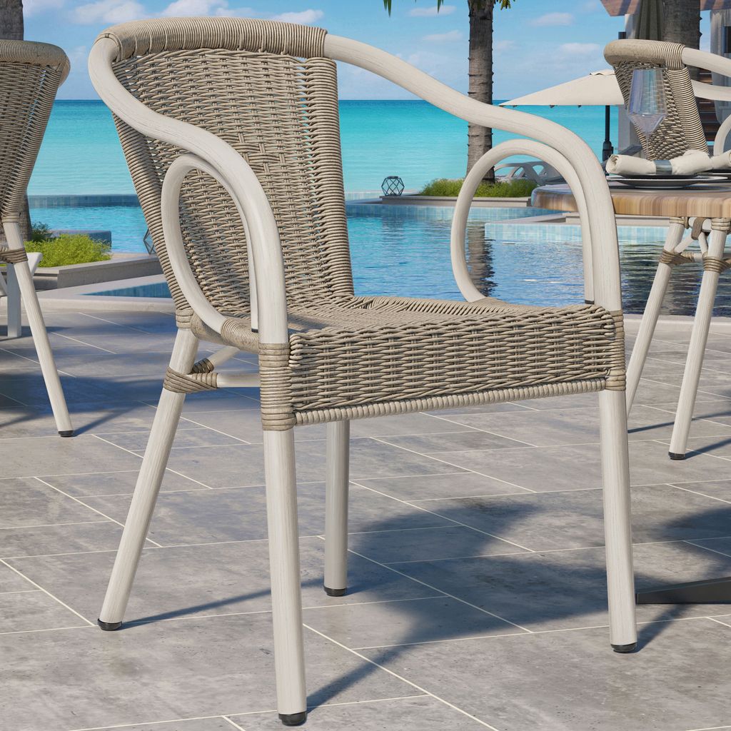 4er-Set ARGOS | Bistro Rattanstuhl | Grau | Rattan | Produktbild 