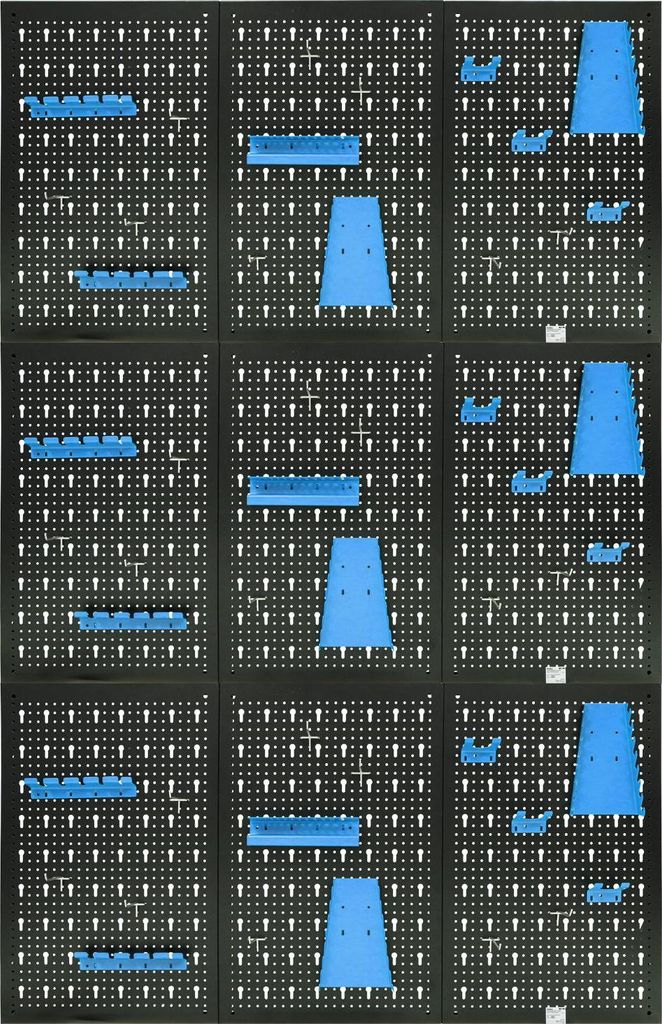 Belko Werkzeugwand Blau 3er Set 120x60 cm | Metall Pegboard inkl. 51-teiligem Haken & Regal | Werkstatt, Garage, Keller
