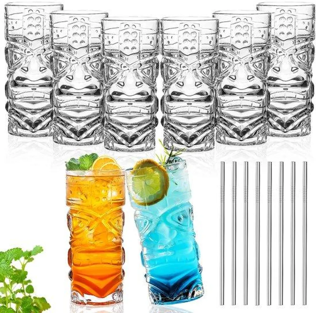 Verres Tiki en plastique 530 ml transparents - Lot de 2 Verres Tiki
