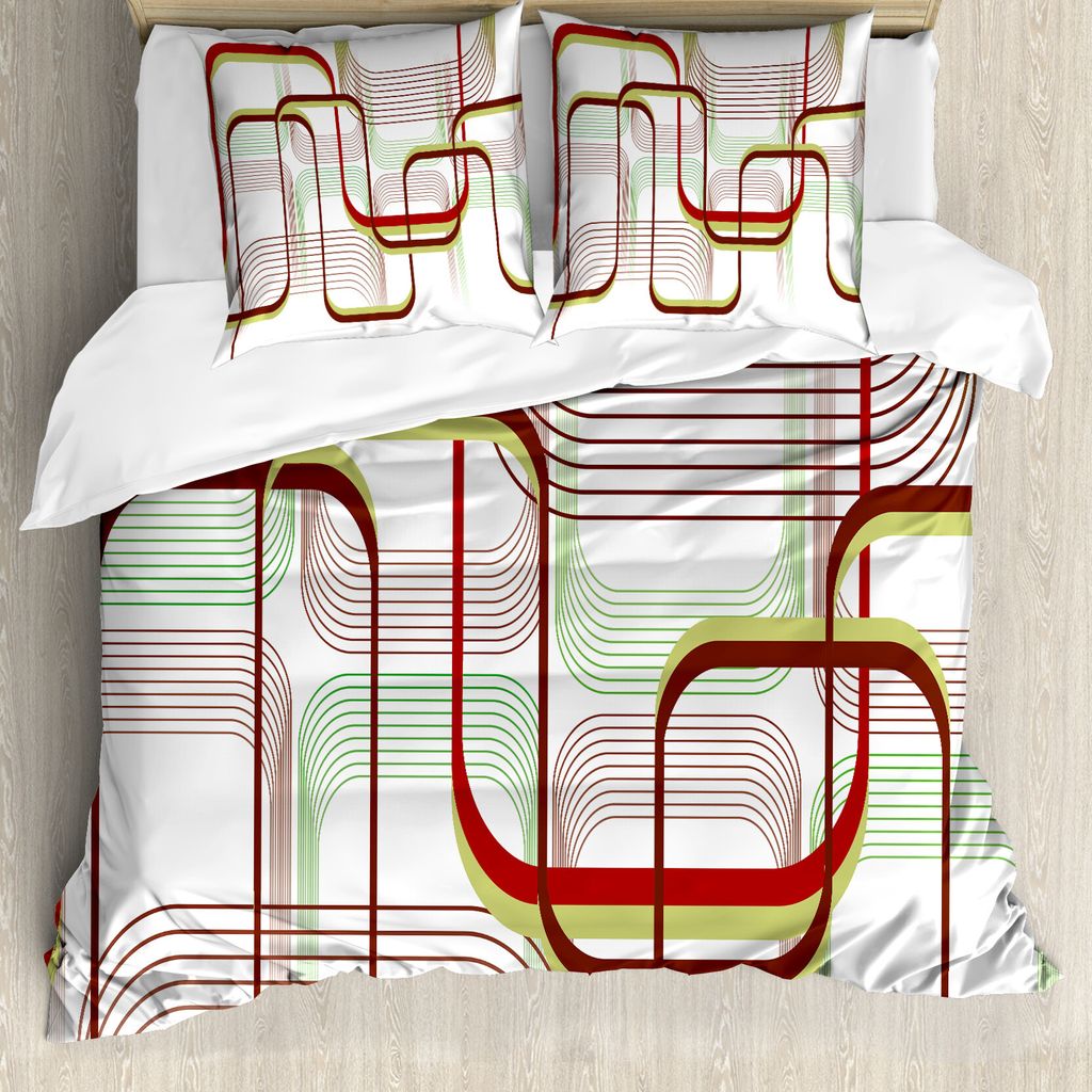 ABAKUHAUS Modern Bettbezug, Wellenförmige Abstrakte Form-Linie, Milbensicher Allergiker geeignet mit Kissenbezügen, 155 cm x 220 cm - 80 x 80 cm,...