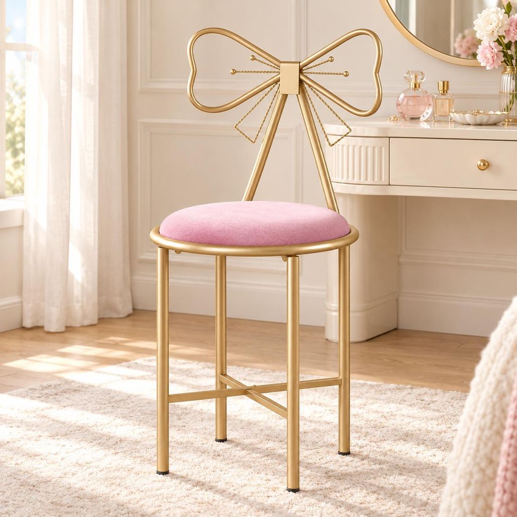 WISFOR Chaise de coiffeuse, tabouret avec dossier nœud, Image du produit 