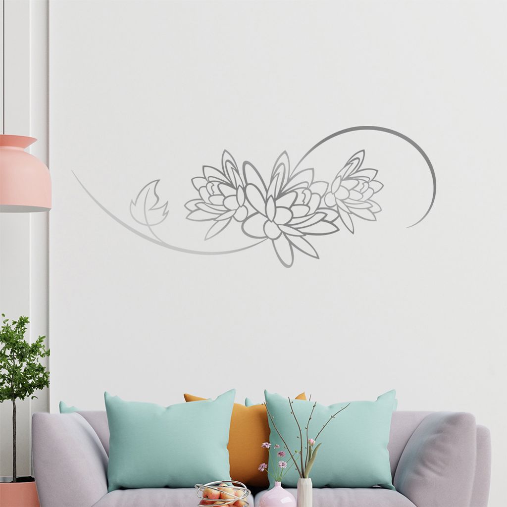 Blume - Linien Wandtattoo in 6 Größen - Wandaufkleber Wall Sticker - Dekoration, Küche, Wohnzimmer, Schlafzimmer, Badezimmer