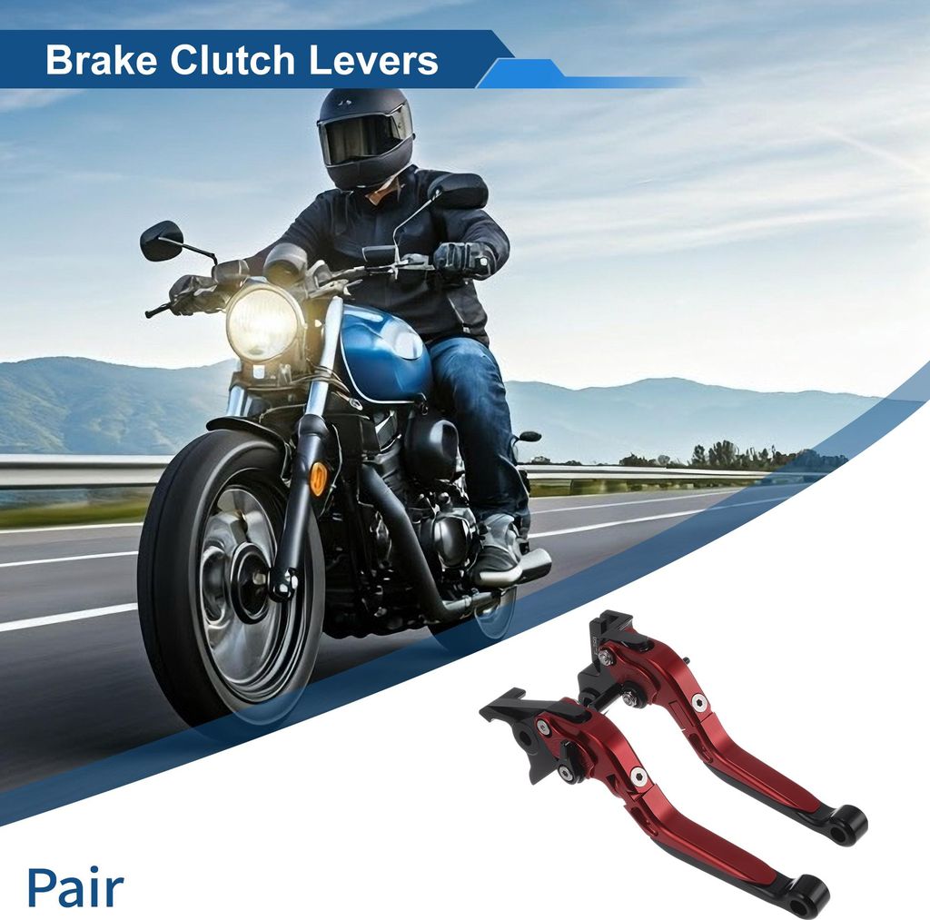 Kurze Lange Brems- Und Kupplungshebel für Kawasaki Vulcan S 650 15-23 Verstellbare Motorrad Lenker Bremshebel Aluminiumlegierung Roter Griff Schwa...
