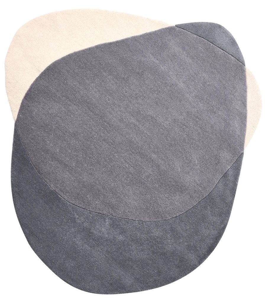 BELIANI Teppich Grau u. Beige Wolle Zweifarbig 160x160 cm Originelle Form ohne Muster Moderner Kurzhaar Kurzflor Wohn- und Schlafzimmer Wollteppich