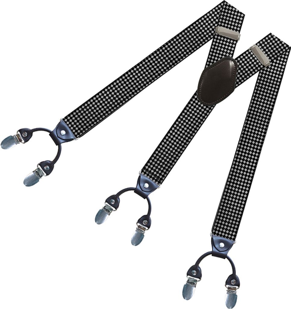 INF Hosenträger mit 6 Clips Schwarz + Weiß
