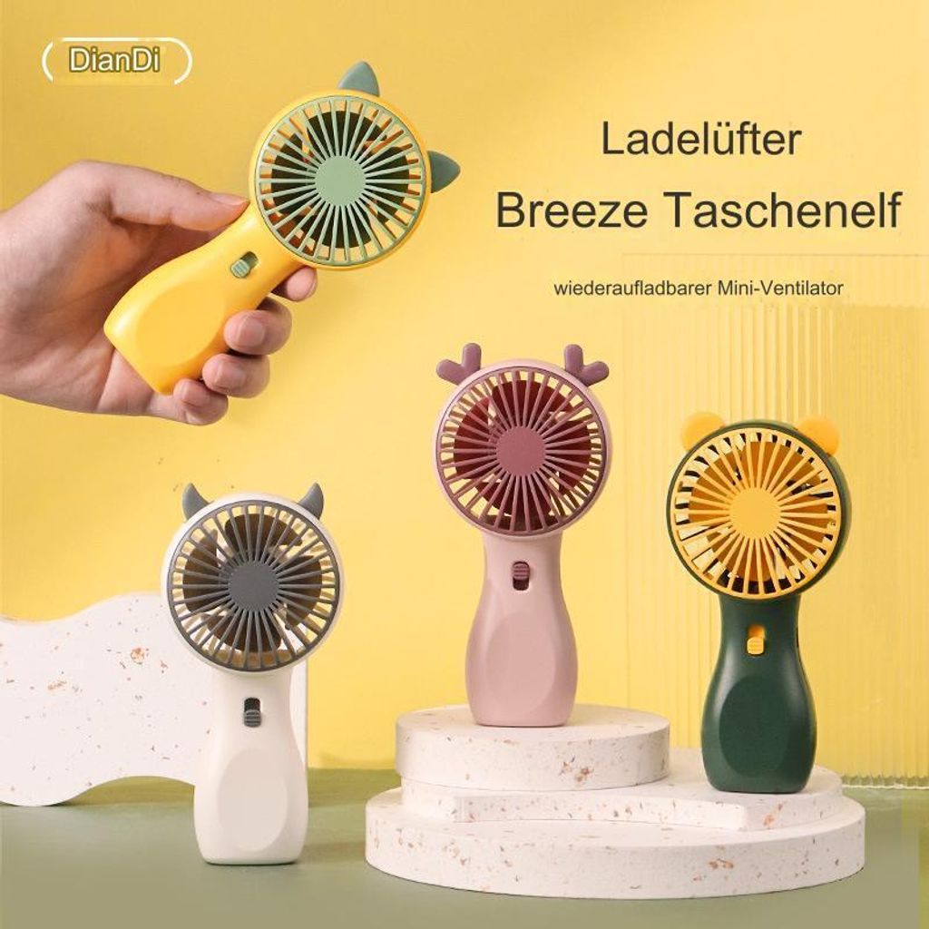 2 Handventilatoren dunkelgrün tragbarer Mini-Lautloser USB-Ladevorgang mit Licht