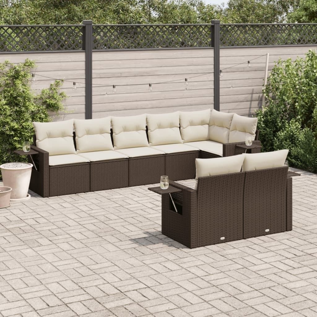 Maison Exclusive - 8-tlg. Garten-Sofagarnitur mit Kissen Braun Poly Rattan