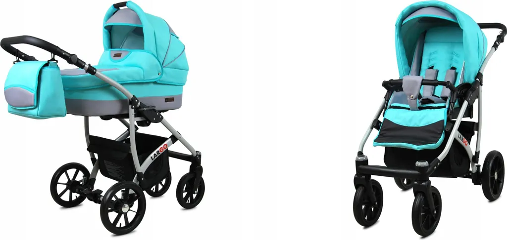 BabyLux® Largo Poussette Duo Menthe - Roues Tout-Terrain et Pliage Compact