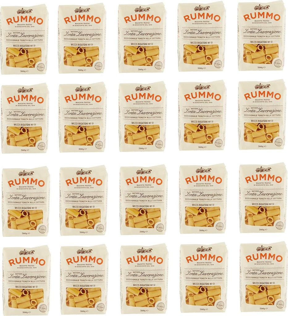 20x Rummo Mezzi Rigatoni N°51 Pasta Lenta Lavorazione Teigwaren aus Hartweizengrieß Bronze-Zeichnung 500g