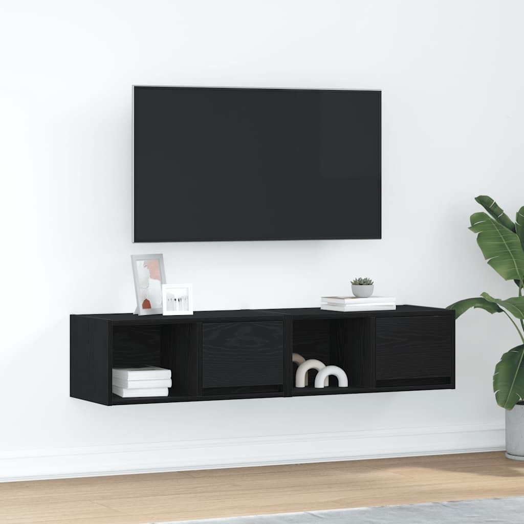 "2026 Promotion" TV-Schränke 2 Stk. - TV-Möbel - Schwarz Eichen-Optik 60x31x25,5 cm - TV-Regal CC32284