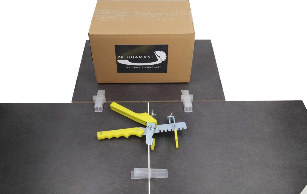 PD-TOOLS Fliesen Nivelliersystem Set mit 100x Laschen, 100x Keile, 1x Zange