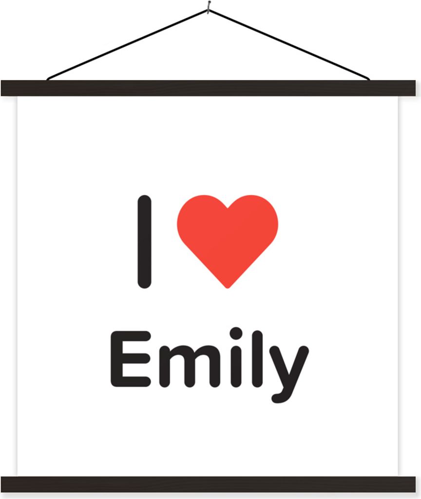 MuchoWow Textilposter Ich liebe - Emily - Mädchen 60x60 cm mit schwarzem Rahmen - Posteraufhänger