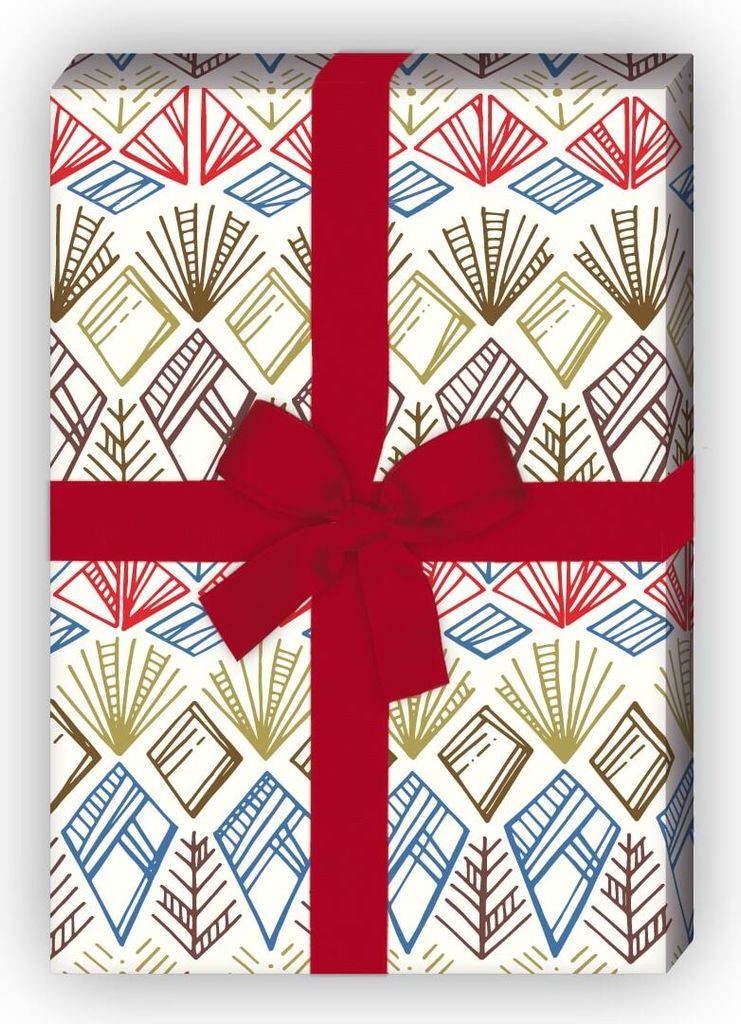 Tolles ethno Geschenkpapier zum Einpacken mit indianischen Mustern, blau - G10216, 32 x 48cm