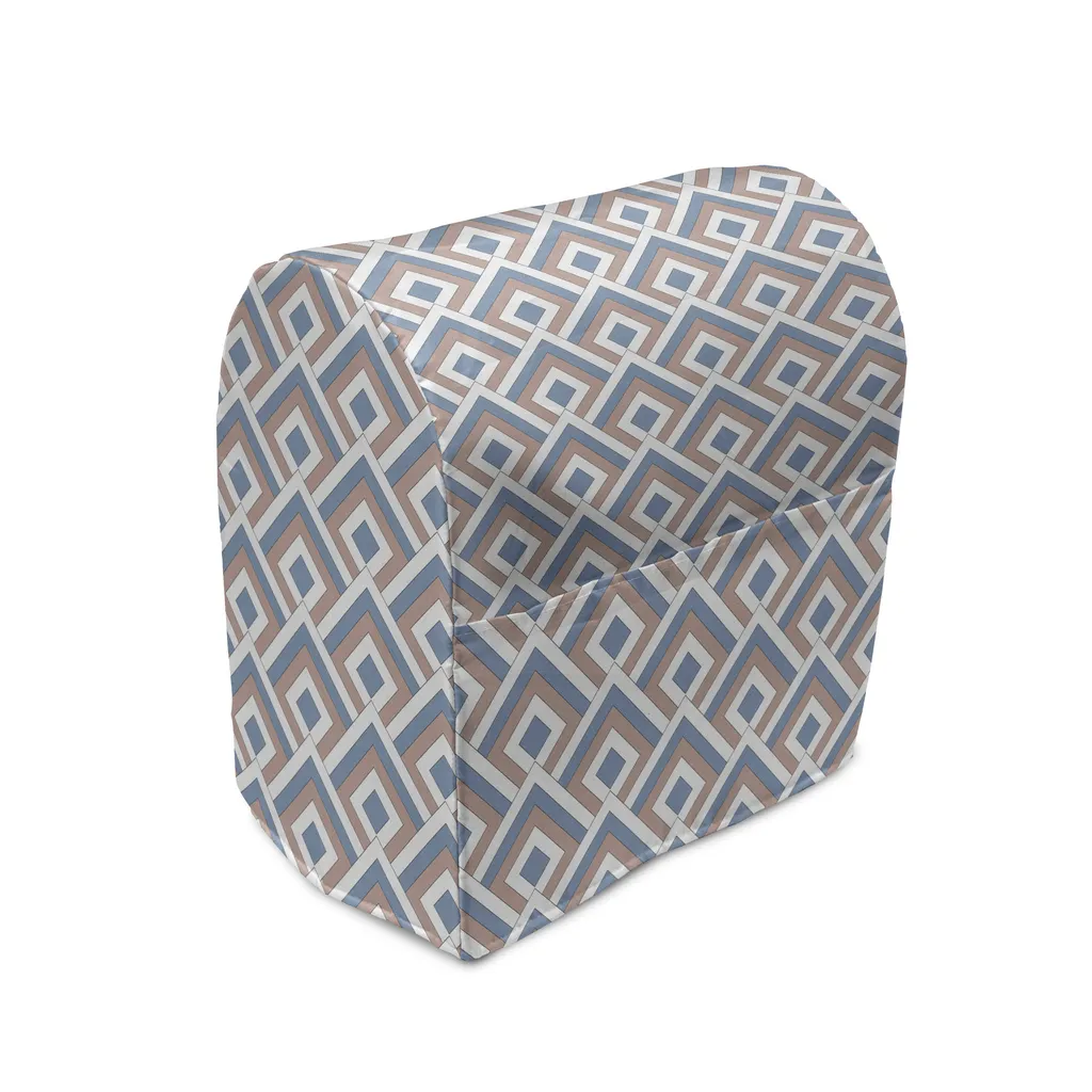 Couvercle de protection mixeur avec poches de rangement géométrique bleu