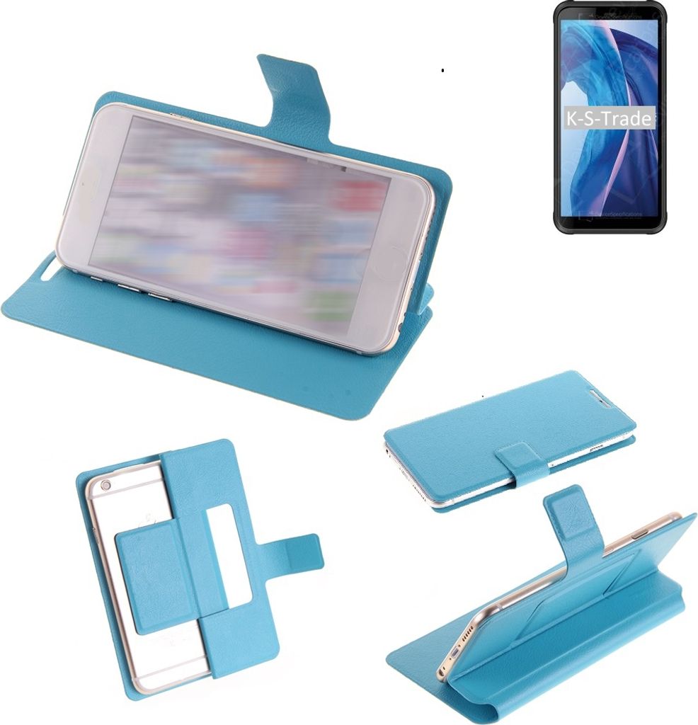 K-S-Trade Schutzhülle Handyhülle kompatibel mit Blackview BV6300 Flip cover Handy case Smartphone Klapphülle blau