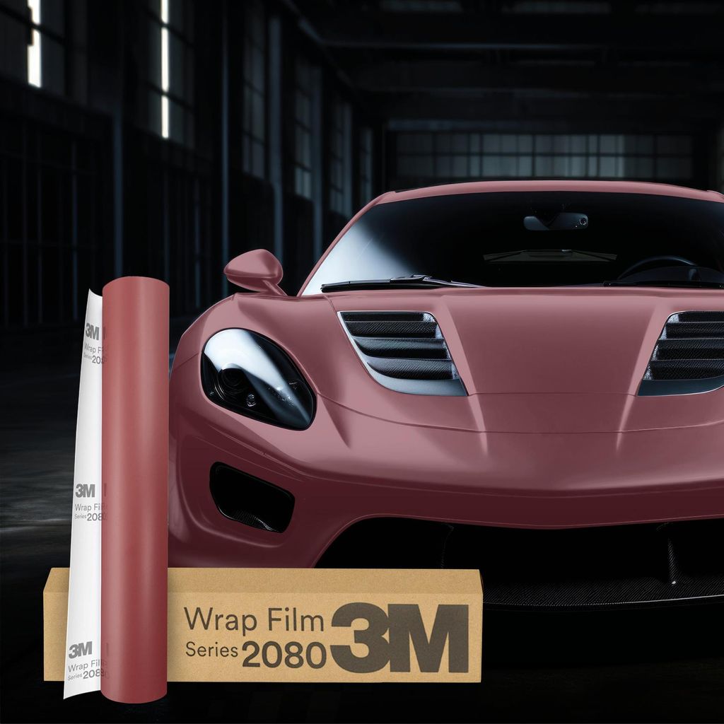 3M Wrap Film Series 2080 Car Wrapping Folie 30x152 cm S23 Satin Velvet Rose – Autofolie mit Luftkanälen für Auto Motorrad Boot zum Folieren