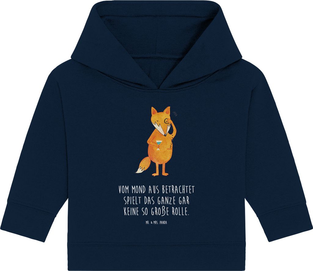 Mr. & Mrs. Panda Organic Baby Hoodie Fuchs Lord 12. - 18. Monat - French Navy - Geschenk, Kapuzenshirt, Kapuzensweatshirt, Mond, Spruch Lustig, Mon...
