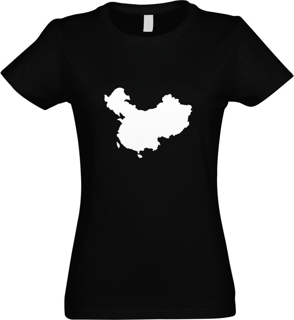 Kiwistar - T-Shirt tailliert - Damen - schwarz - China - Peking Umriss Kontur - mit Motiv Bedruckt - Funshirt Design - Sport - Freizeit - Damen - S