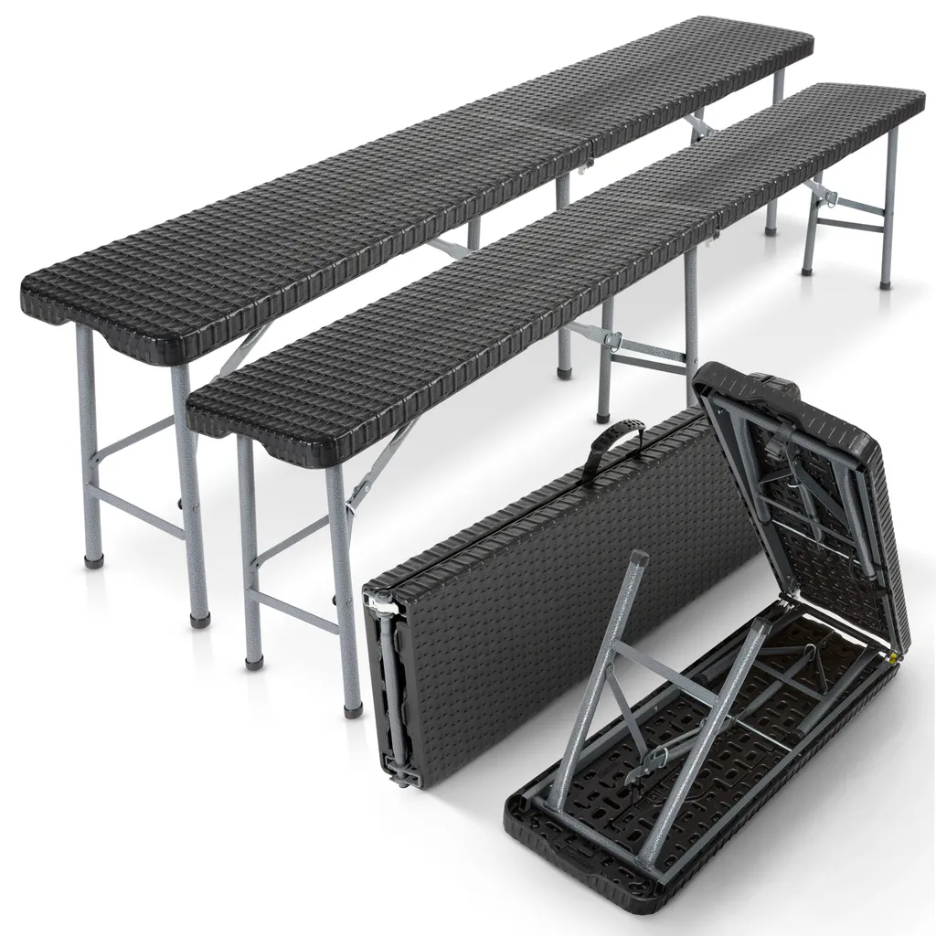 Offerta Set 2 Panche Pieghevoli AREBOS 183cm - Nero da Esterno