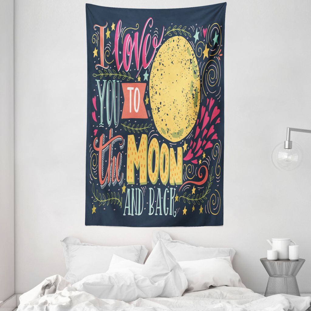 ABAKUHAUS Ich liebe dich Wandteppich und Tagesdecke, Märchen Liebe wünschen aus Weiches Mikrofaser Stoff Waschbar ohne Verblassen Digitaldruck, 1...