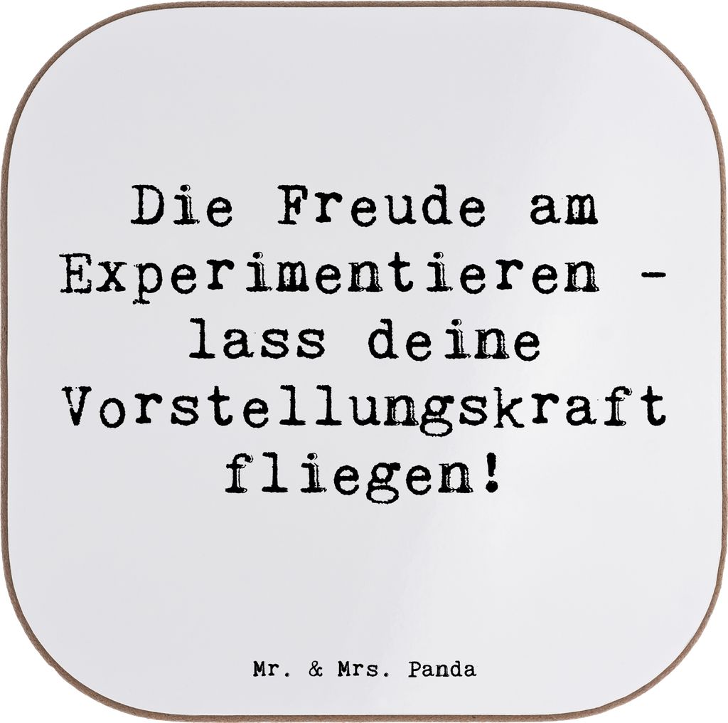 Mr. & Mrs. Panda Getränkeuntersetzer Spruch Die Freude am Experimentieren - Weiß - Geschenk, Tassenuntersetzer, an der Kreativität entdecken, Co...