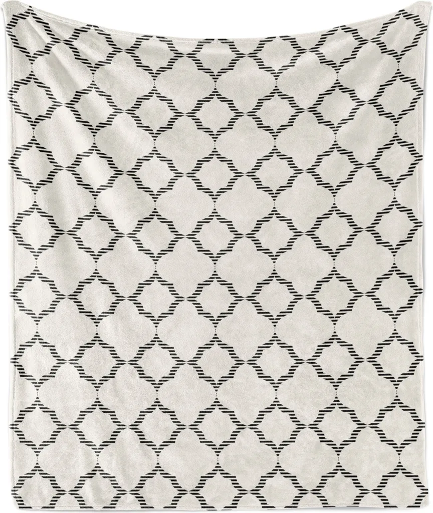 Coperta Pile Flanella ABAKUHAUS 175x230 cm - Avorio Grigio Antracite