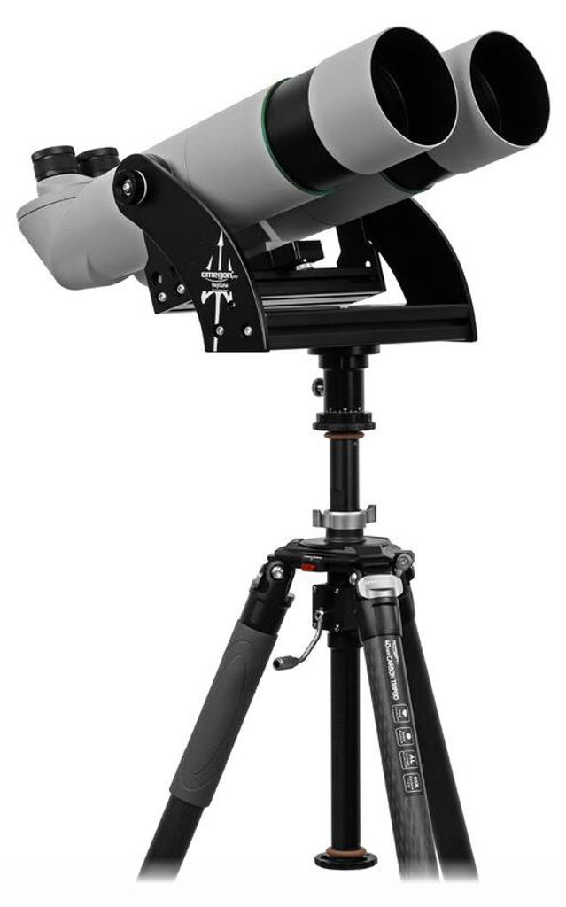 Omegon Fernglas Brightsky 22x70 45° inklusive Gabelmontierung Neptune mit Mittelsäule und Stativ