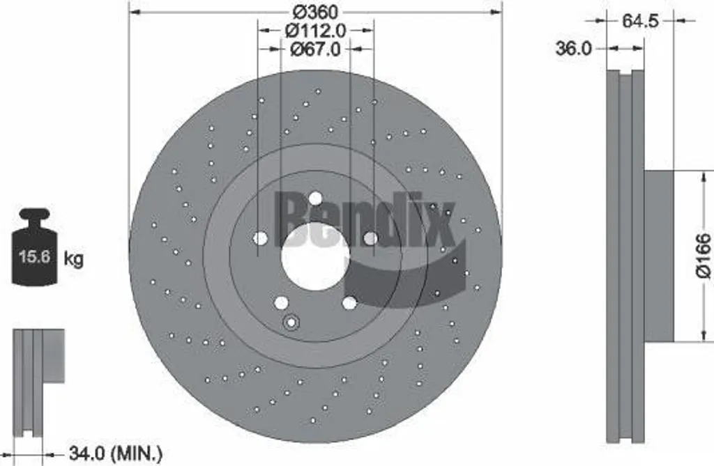 Disque de frein de remplacement pour Mercedes SLC et SLK - BENDIX BDS