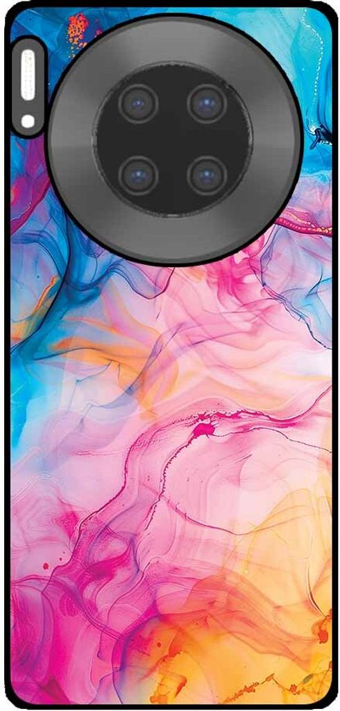 Smartphonica Telefon Fall geeignet für Huawei Mate 30 Pro mit Regenbogen Acryl Marmor Druck - TPU Backcover Fall Regenbogen Acryl Marmor Design