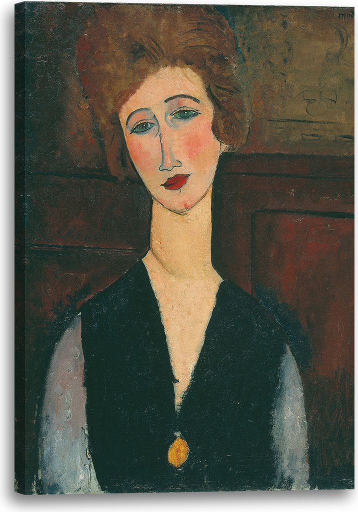 Leinwandbild (70x100cm): Amedeo Modigliani - Portrait einer Frau, echter Holz-Keilrahmen inkl. Aufhänger, handgefertigt in Deutschland