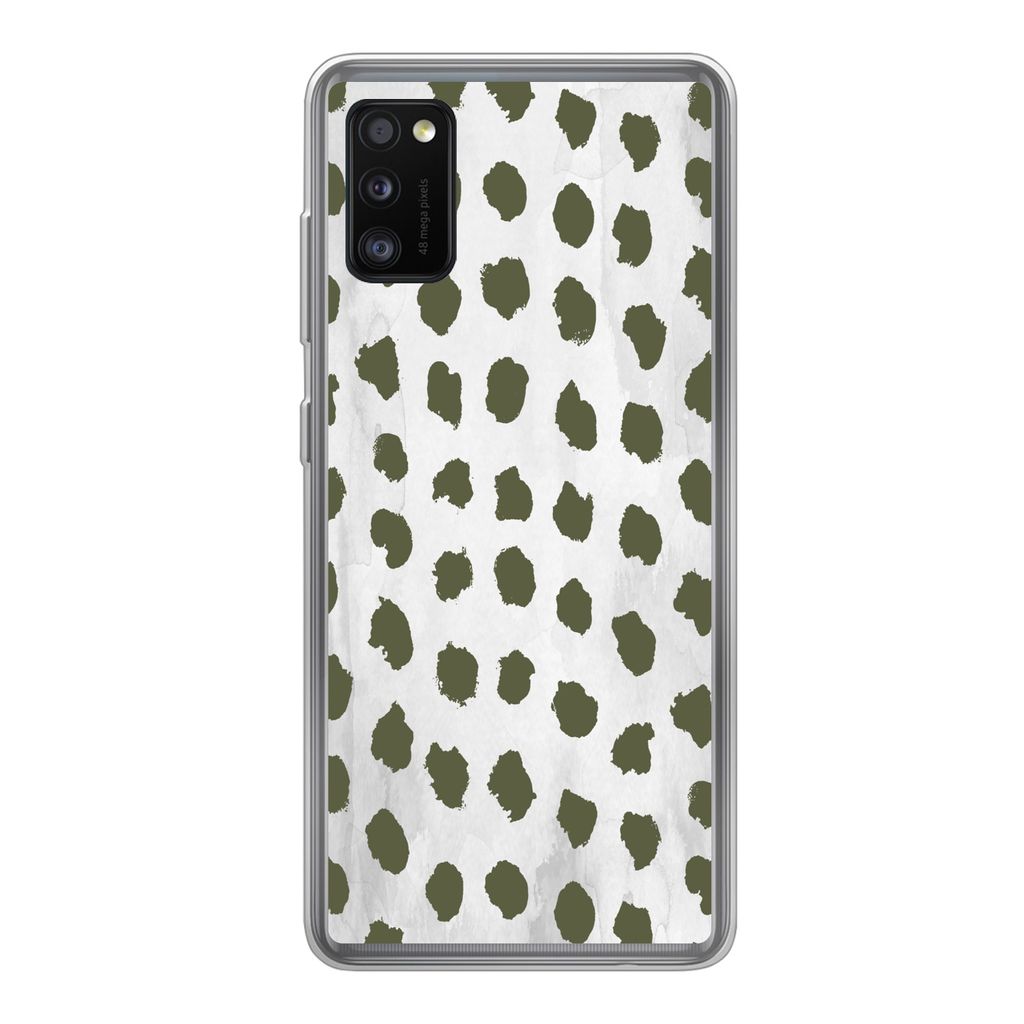MuchoWow Handyhülle Schutzhülle Hülle für Samsung Galaxy A41 Marmor - Punkte - Grün Silikon Softcase Handy Hülle - Mobiltelefon