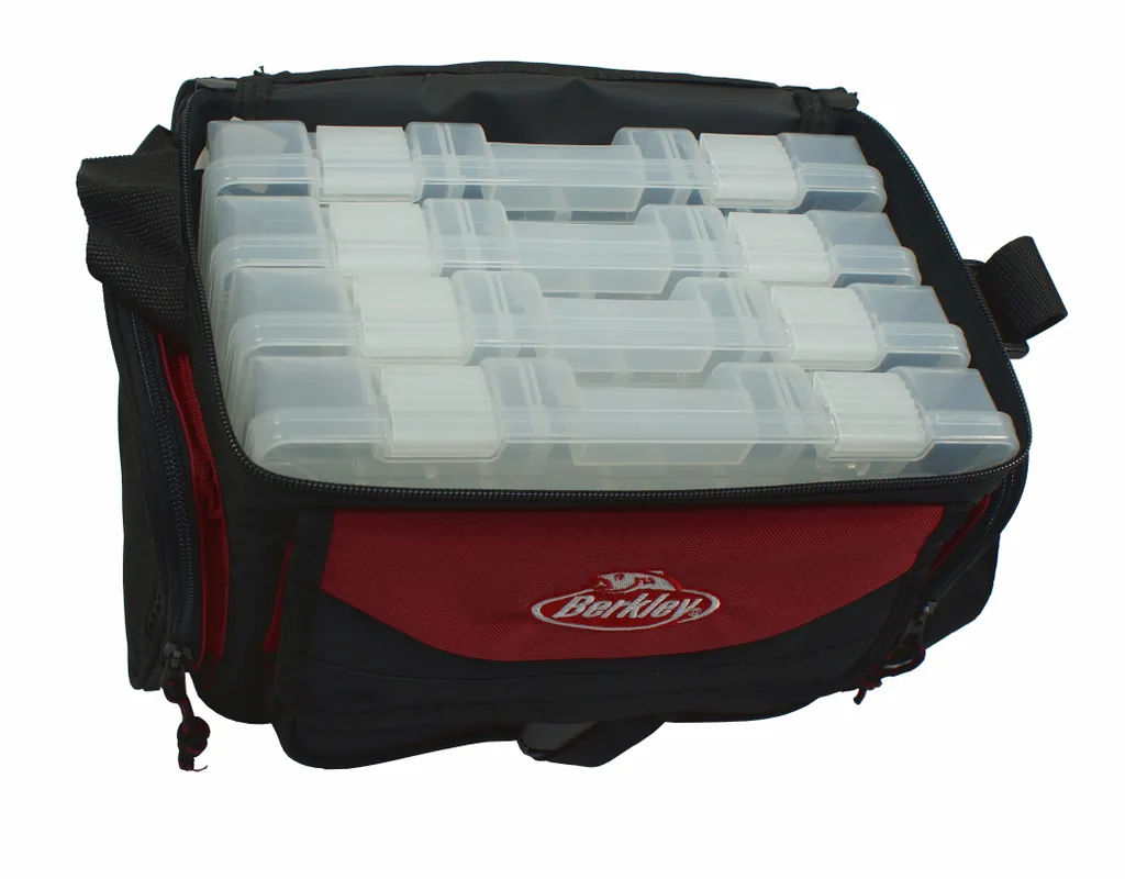Sac de Pêche Berkley System Bag Rouge et Noir Rigide avec 4 Boîtes