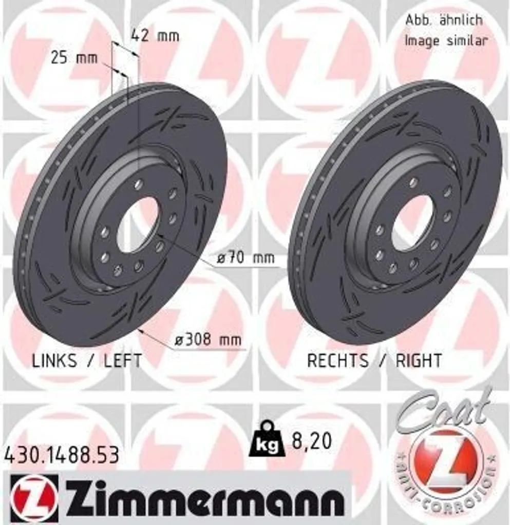 Fin des Vibrations : Disques de Frein Zimmermann 430.1488.53 Opel Corsa D