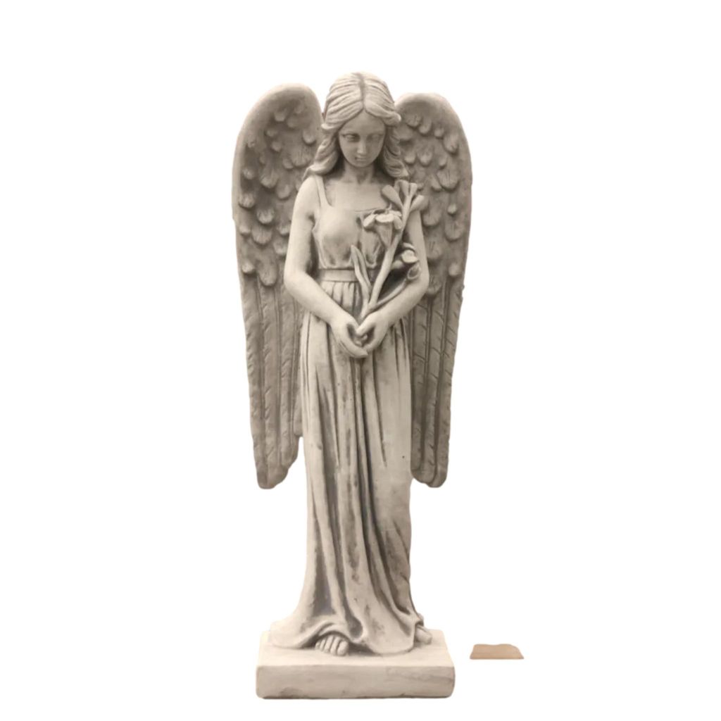 Stehender Engel Grabengel, aus Steinguss Neu Frostfest Witterungsbeständig, Gartenfigur Skulptur Steinfigur Symbol des Friedens JA-100