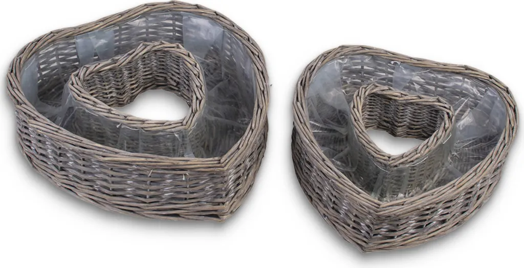 Plantoirs ronds gris Coeur pour extérieur - Set de 2 pots 45 et 55 cm