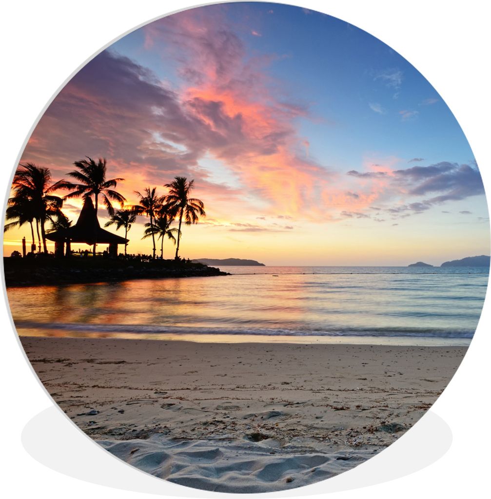 MuchoWow Rundes Wandbild - Runde Bilder Malaysia - Palme - Meer Ø 30 cm Kreis Wanddekoration Kunststoff - Wandkreis - Wandschmuck - Schlafzimmer...