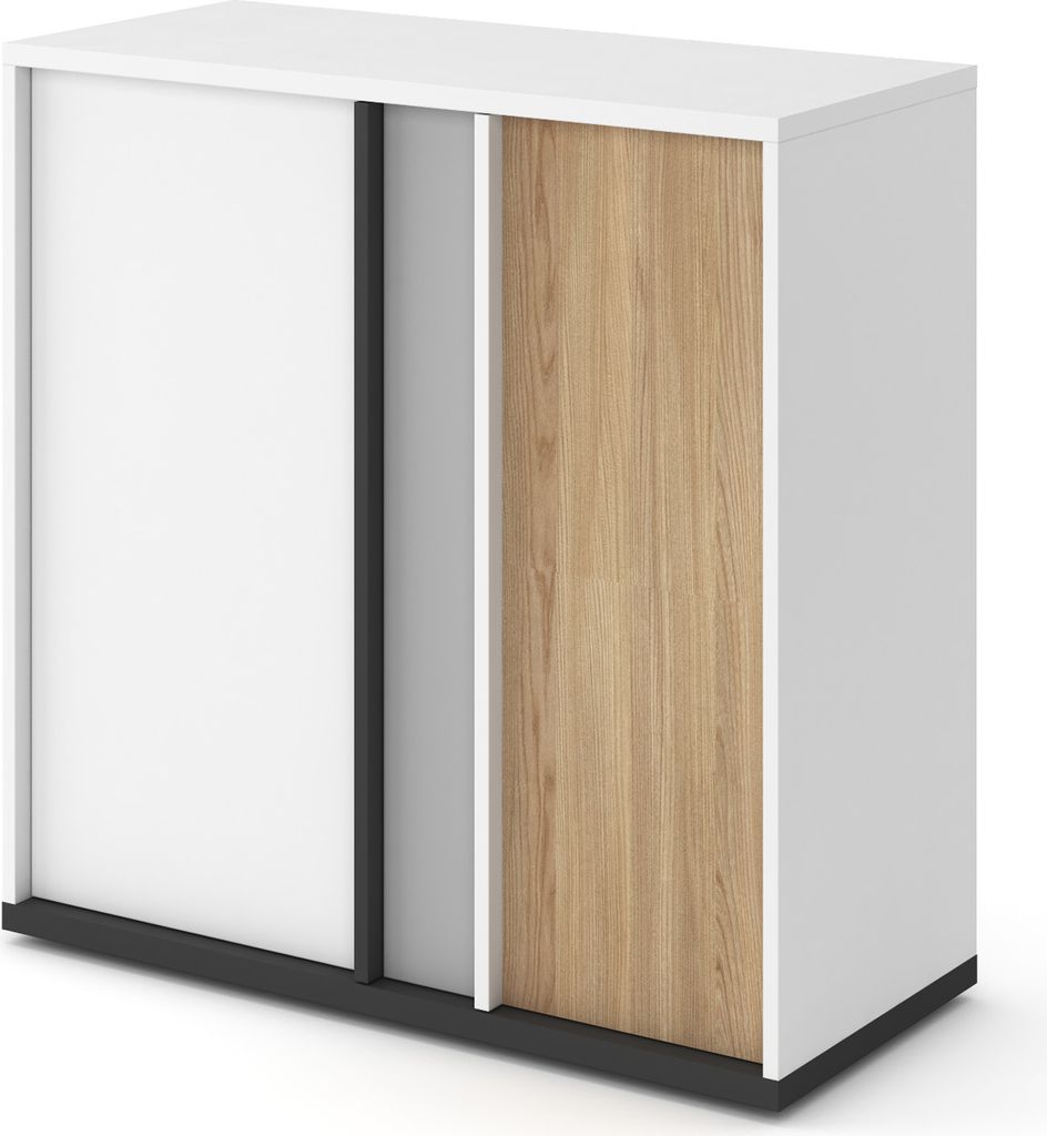 Kommode IMOLA IM-08 mit 2 Türen Sideboard Schrank Mehrzweckschrank Modern (Weiß / Grau)