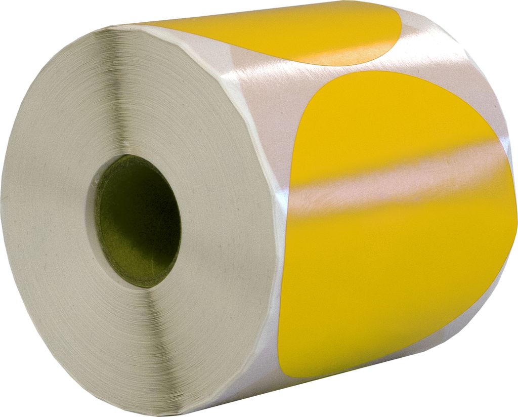 DULA Runde Etiketten - Gelb - 80mm - 500 Aufkleber auf Rolle - Siegel - Markierungspunkte - Leere runde Aufkleber auf Rolle