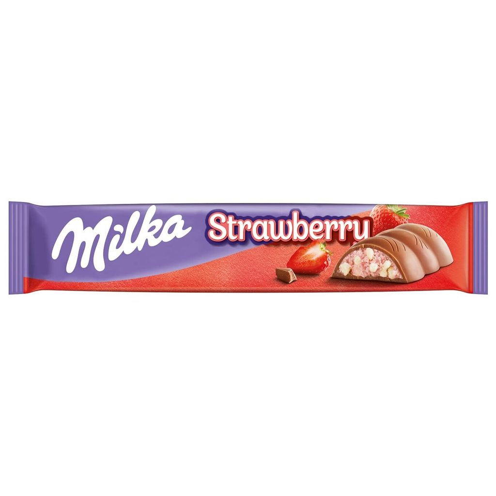 Barre chocolatée Milka Fraise & Crispies, 36,5g Image du produit 