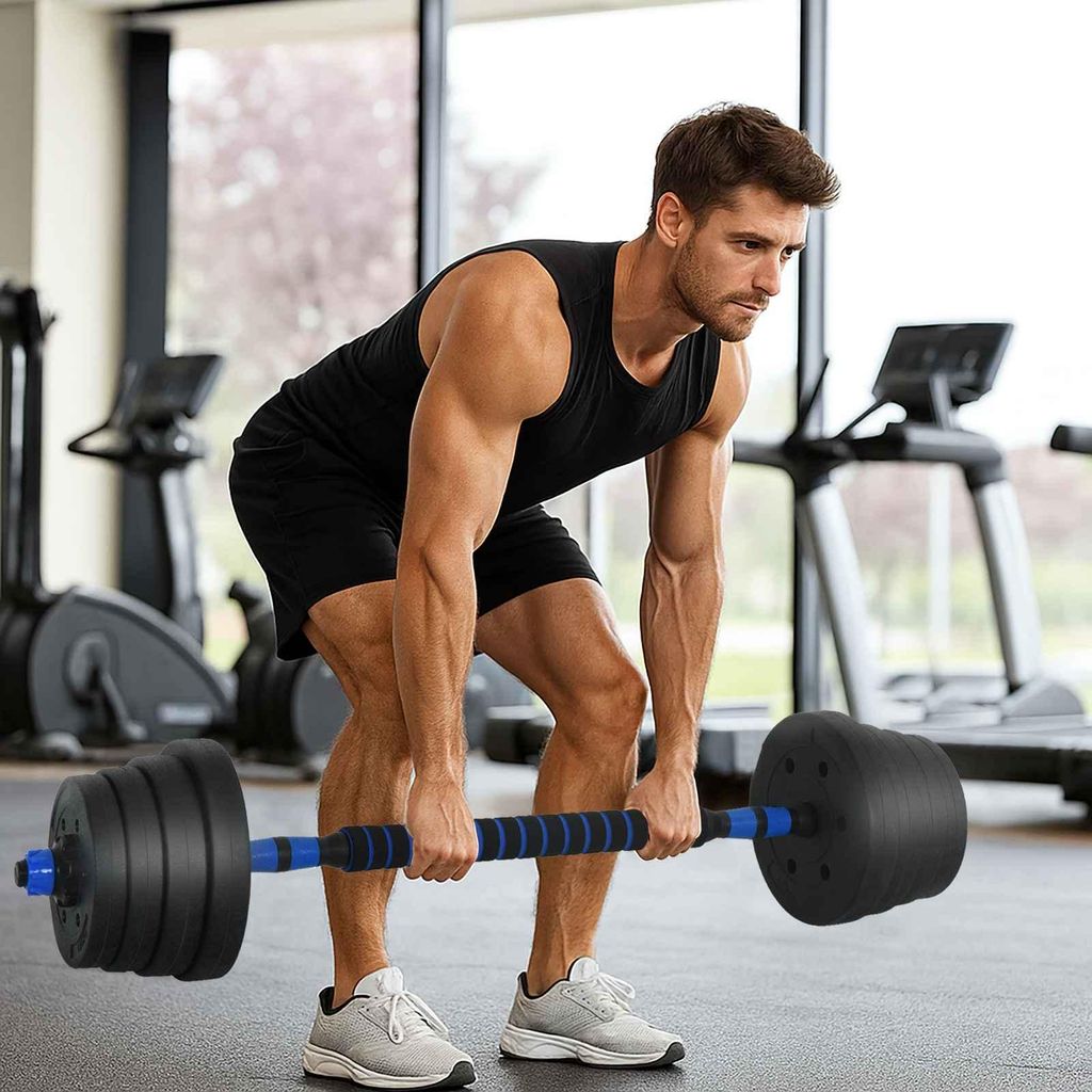 (Design 2026) 2-in-1 Hantelset Schwarz und Blau 121 x 19,5 x 19,5cm - HOMMIE 284367 - Kurzhanteln