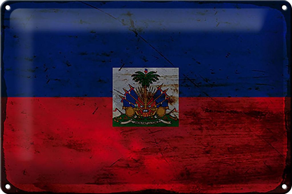 Blechschild Flagge Haiti 30x20cm Flag of Haiti Rost