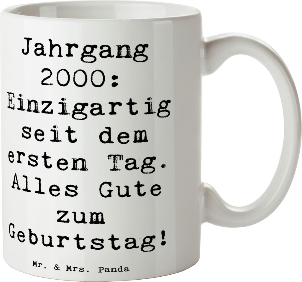 Mr. & Mrs. Panda Kaffeetasse Spruch 2000 Geburtstag - Weiß - Geschenk, keramik, Happy Birthday, Geburtstagsgeschenk, Erinnerungen, Keramiktasse, J...
