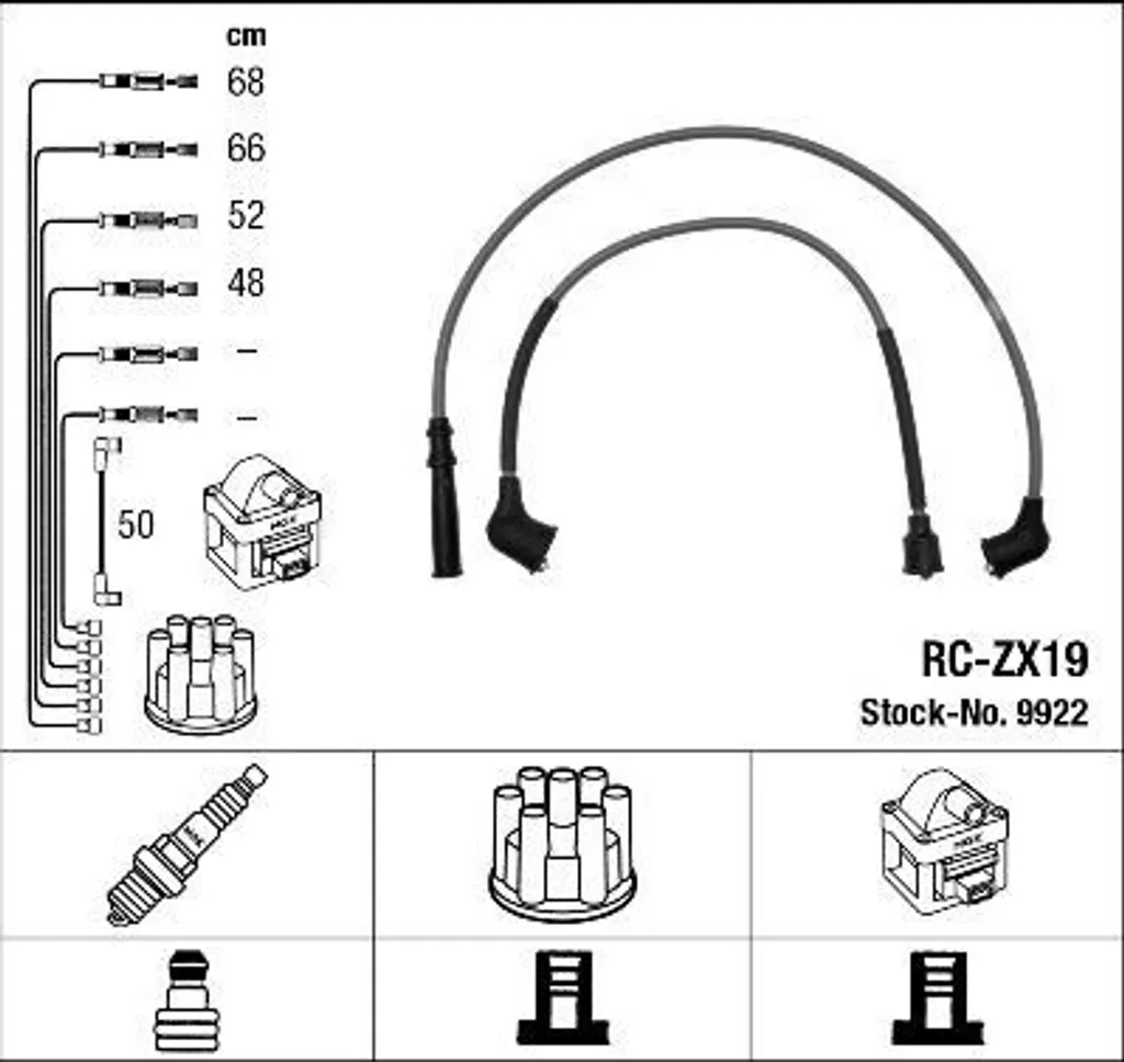 Kit Cavi Candele NGK 9922 Mazda MX-3 (EC) 1.6 1.8 000018119A