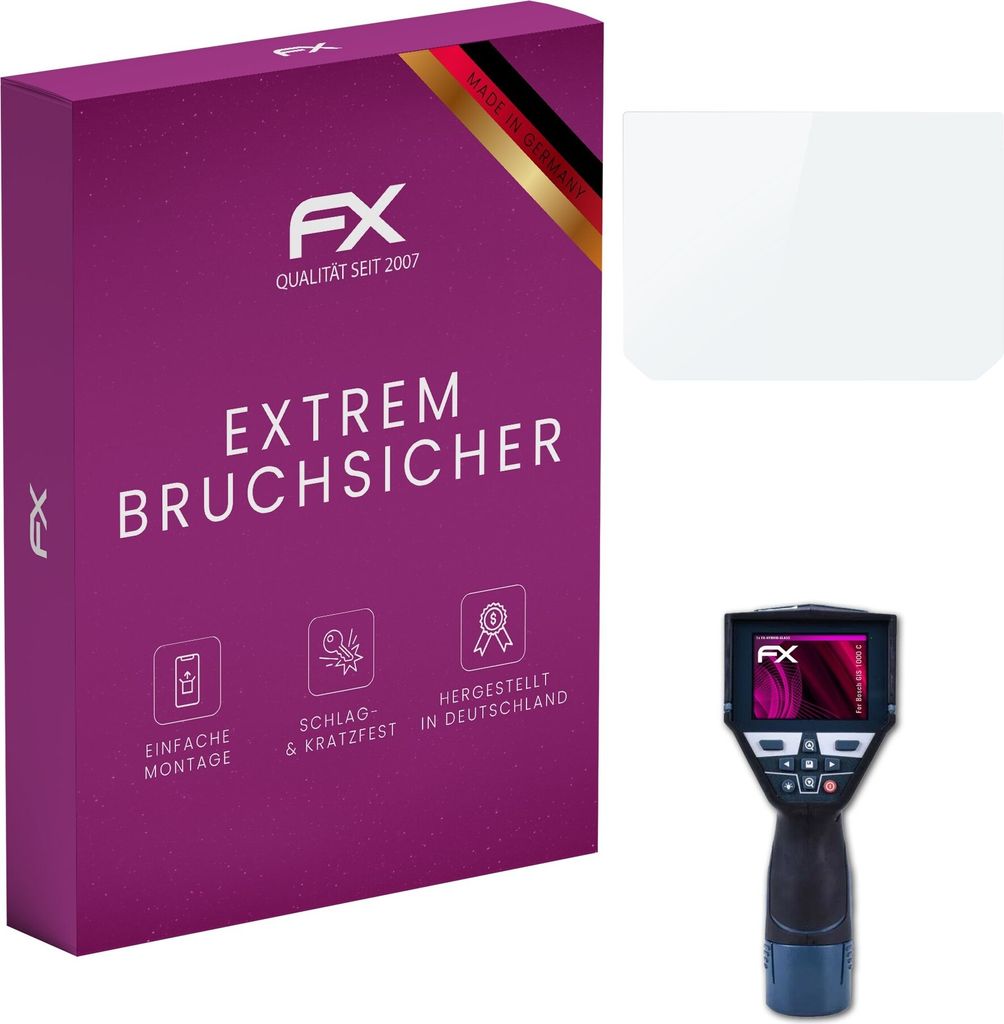 atFoliX FX-Hybrid-Glass Displayfolie kompatibel mit Bosch GIS 1000 C Glasfolie