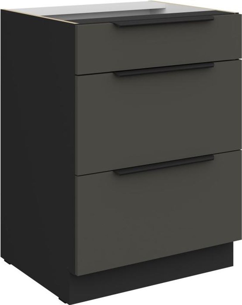 Schubladenschrank LUNARA – Breite 60 cm, Graphit/Schwarz