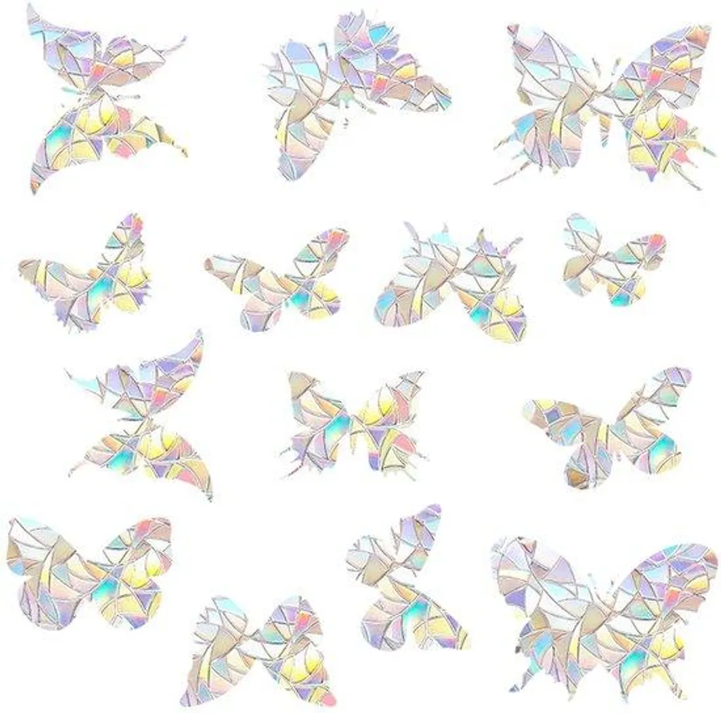 Stickers Vitres Papillon Arc-en-Ciel : Film Statique Anti-Choc Oiseaux